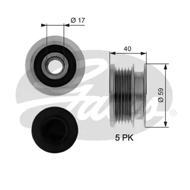 OAP OAP7074 OVERRUNNING ALT.PULLEY Gates 