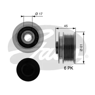 OAP OAP7087 OVERRUNNING ALT.PULLEY Gates 