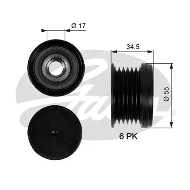 OAP OAP7090 OVERRUNNING ALT.PULLEY Gates 