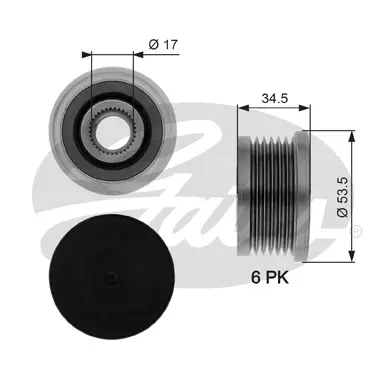 OAP OAP7109 OVERRUNNING ALT.PULLEY Gates 