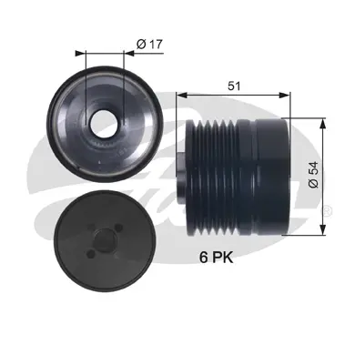 OAP OAP7118 OVERRUNNING ALT PULLEY Gates 