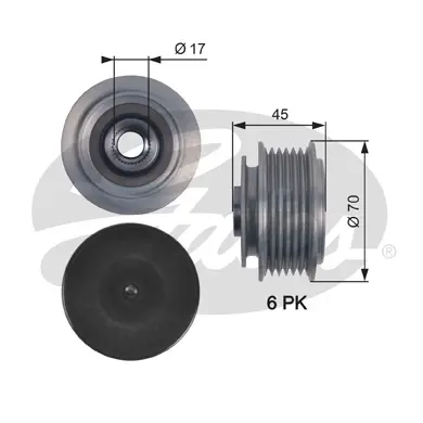 OAP OAP7128 OVERRUNNING ALT.PULLEY Gates 