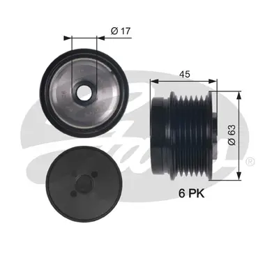 OAP OAP7141 OVERRUNNING ALT PULLEY Gates 