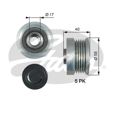OAP OAP7163 OVERRUNNING ALT.PULLEY Gates 