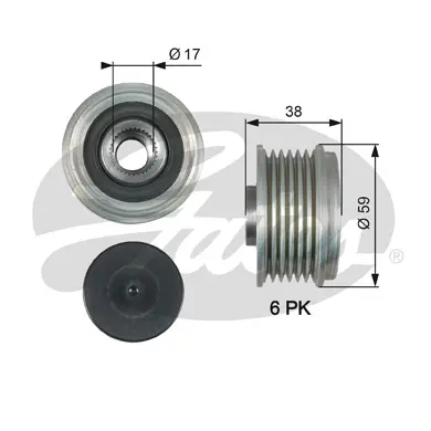 OAP OAP7177 OVERRUNNING ALT.PULLEY Gates 