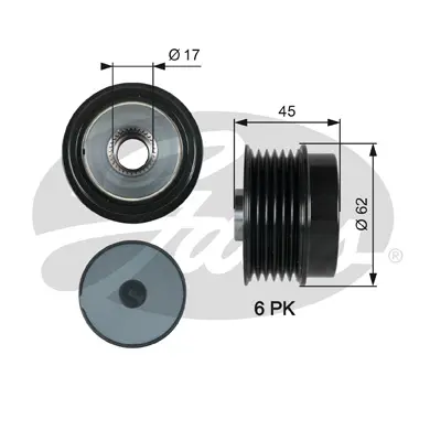 OAP OAP7180 OVERRUNNING ALT.PULLEY Gates 