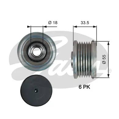 OAP OAP7216 OVERRUNNING ALT.PULLEY Gates 