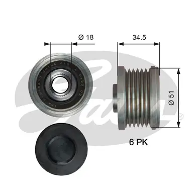OAP OAP7218 OVERRUNNING ALT.PULLEY Gates 