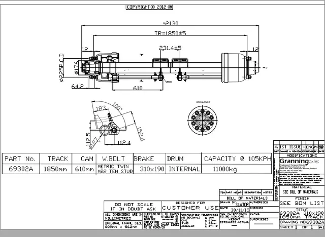 AXLE 300A/1850/610/MTT Granning 