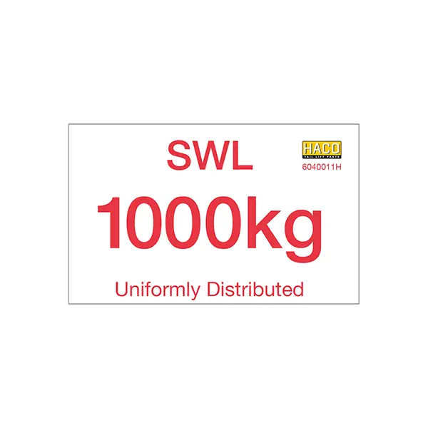 Label SWL 1000kg HACO Ratcliff 