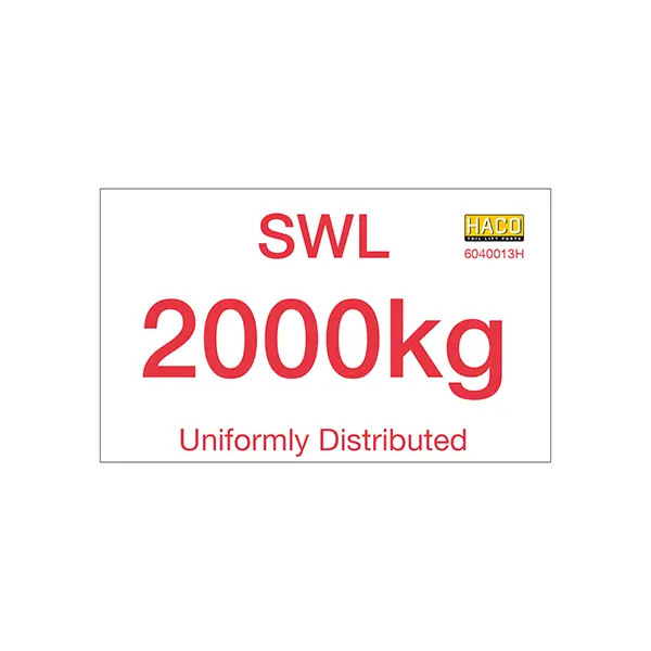 Label SWL 2000kg HACO 