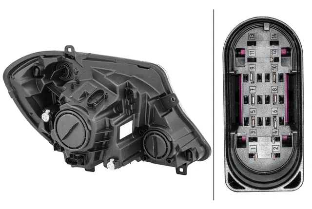 Hovedlyskast.Halogen venstre MB sprinter Hella 