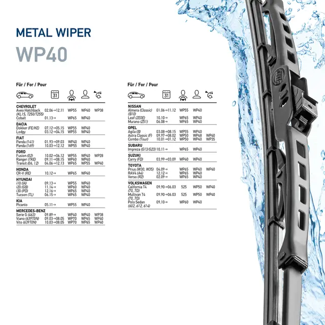 WP16 Hella Standard viskerblader 400mm Hella 
