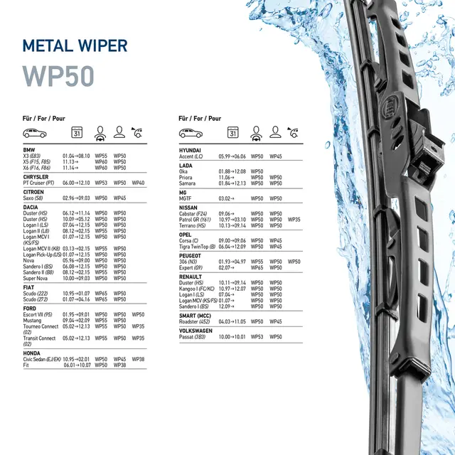 WP20 Hella Standard viskerblader 500mm Hella 