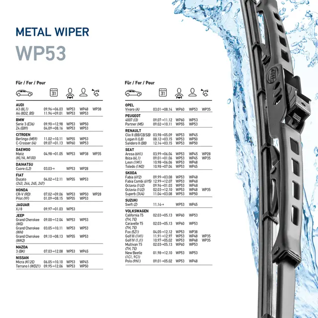 WP21 Hella Standard viskerblader 525mm Hella 