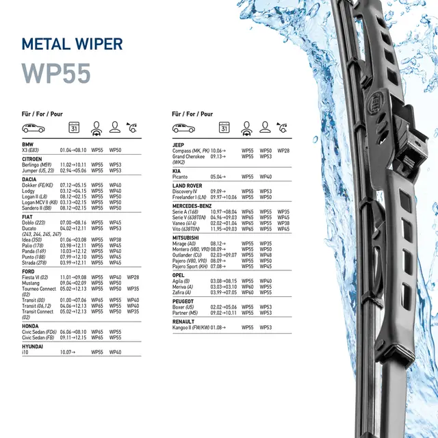WP22 Hella Standard viskerblader 550mm Hella 