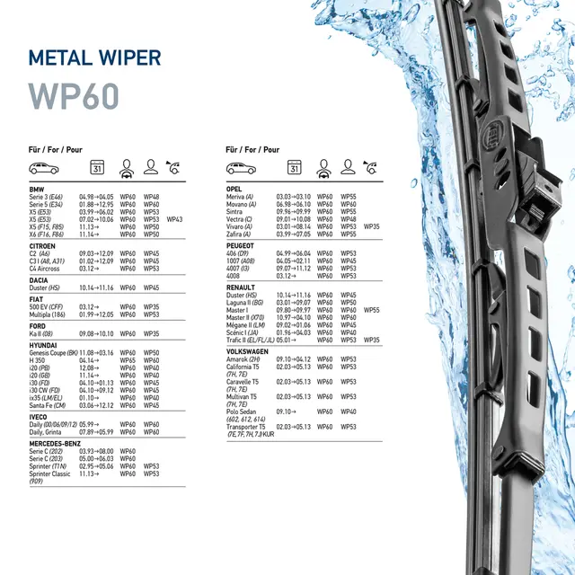 WP24 Hella Standard viskerblader 600mm Hella 
