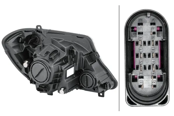 Hovedlyskast.Halogen venstre MB sprinter Hella 