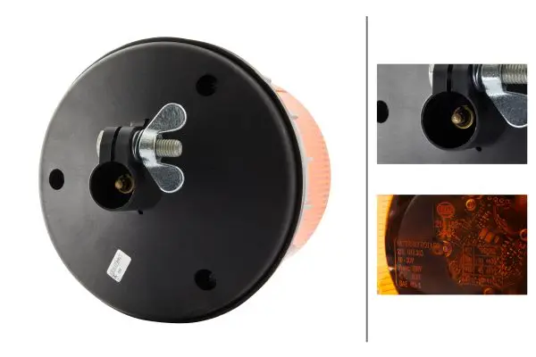 BEACON LAMP MD12/24 AMBER PIPEMOUNT  2RL Hella 