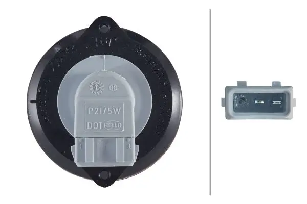 Baklykt rødt glass m/pære 24V Hella 