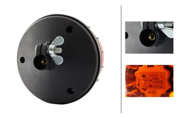 BEACON LAMP MD12/24V AMBER FIXED MT  2XD Hella 
