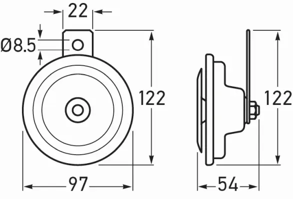 HORN 24V 335HZ B36 BRACKET 25DEG     3BA Hella 