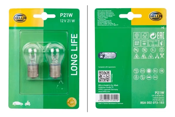 BULB ECE-R 37-P21W-12V21W LL         8GA Hella 