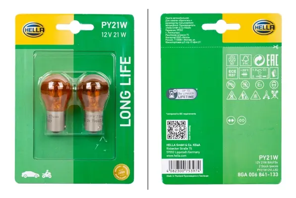 BULB ECE-R 37-PY21W-12V21W LL        8GA Hella 