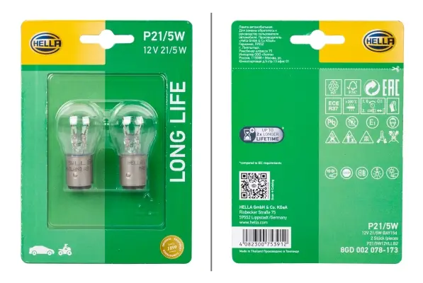 BULB ECE-R 37-P21/5W-12V21/5W        8GD Hella 