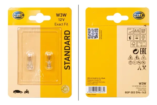 BULB ECE-R 37-W3W-12V3W      FAO-52  8GP Hella 