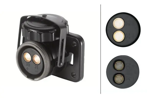 Natokontakt 2-pol  m/skrulokk Sort Hella 