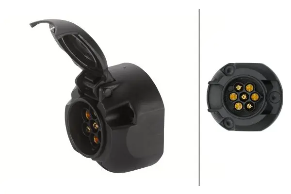 Kontakt 7-pol plast m/utkobling av tåkel Hella 