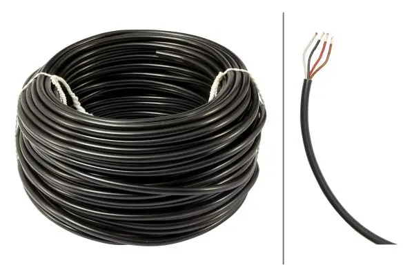 Kabel 4-leder svart 1.0mm² Hella 