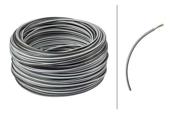 Kabel 1x1,5qmm Grå/Sort Hella 