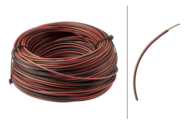 Kabel 1x1,5qmm Sort/Rød Hella 