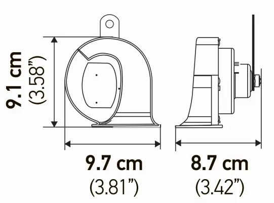 TRUMPET HORN 24V 400/500HZ BLACK SE  3FH Hella 
