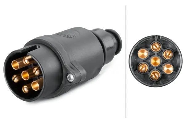 Støpsel 7-pol plast Messing kontakter Hella 