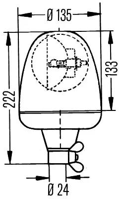 ROTATING BEACON H 12V YELLOW MGS12   2RL Hella 