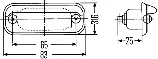 Lykt skilt sort ring innbygg.m/12V pære Hella 