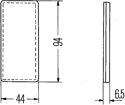 Firkant Refleks Hvit 94x44mm selvklebend Hella 