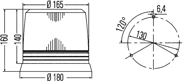 ROTATING BEACON X12V YELLOW          2RL Hella 