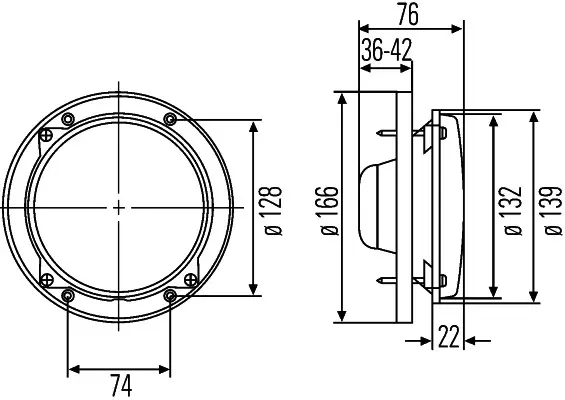 HEADLAMP ES FAPO EB-V MG12 M133      1A3 Hella 