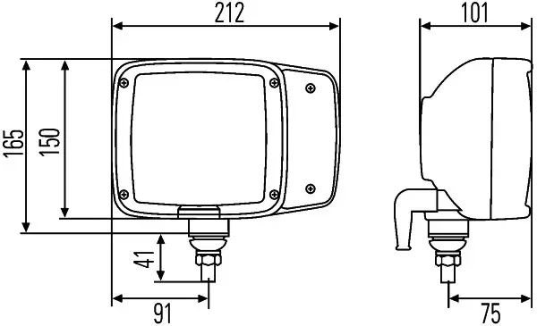 Brøytelykt M120 høyre 24v Deutsch Hella 