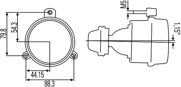 Lysk. H3DE-24V Ø80mm kurve-tåkel.m/kappe Hella 