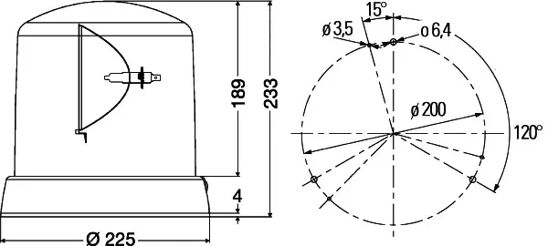 ROTATING BEACON H12V AMBER MG12      2RL Hella 