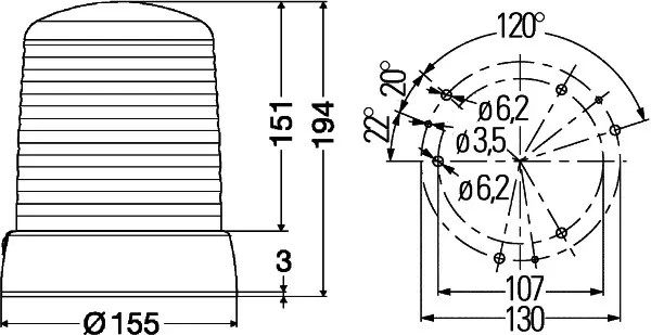 ROTATING BEACON 230V RED MG230       2RL Hella 