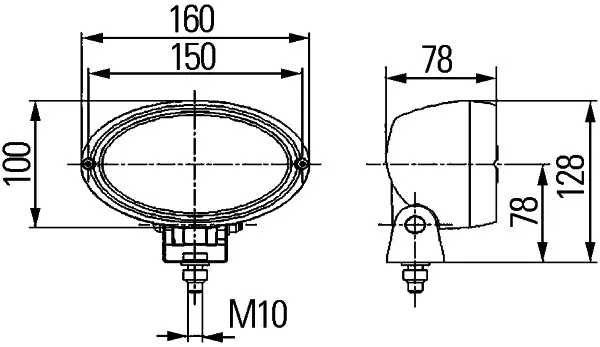 WORK LAMP NA 0GR MG12 AM OV100       1GA Hella 
