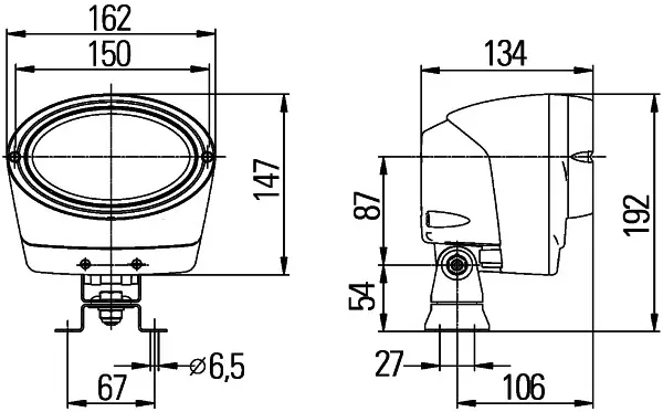 Arbeidslysk.Oval 100 Xenon stående 12v Hella 