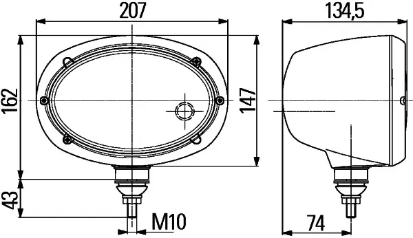 Lyskaster Oval 120, H4, Hella 