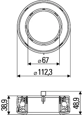 Kombinasjon baklampe bak/brems 12v rund Hella 